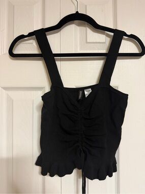 H&M Black Ruched Front Crop Top with Wide Straps